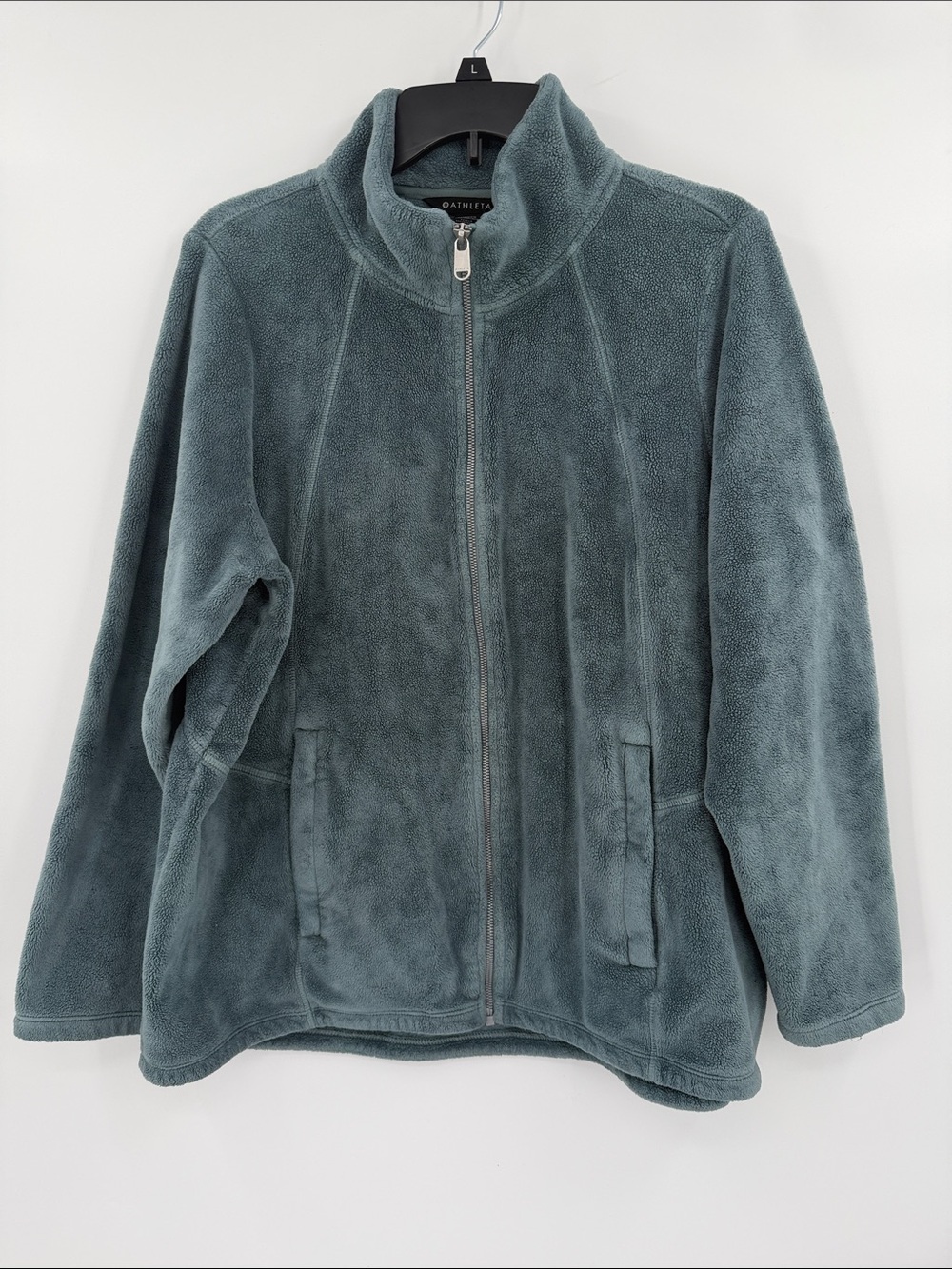 Athleta Double Cozy Karma Full-Zip Fleece Jacket in green Size 1X